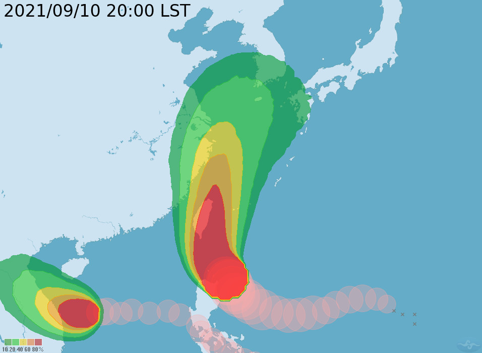 強颱燦樹夾帶風雨進逼台灣，11日下半天起影響劇烈，12日暴風圈將籠罩全台。 圖：中央氣象局提供