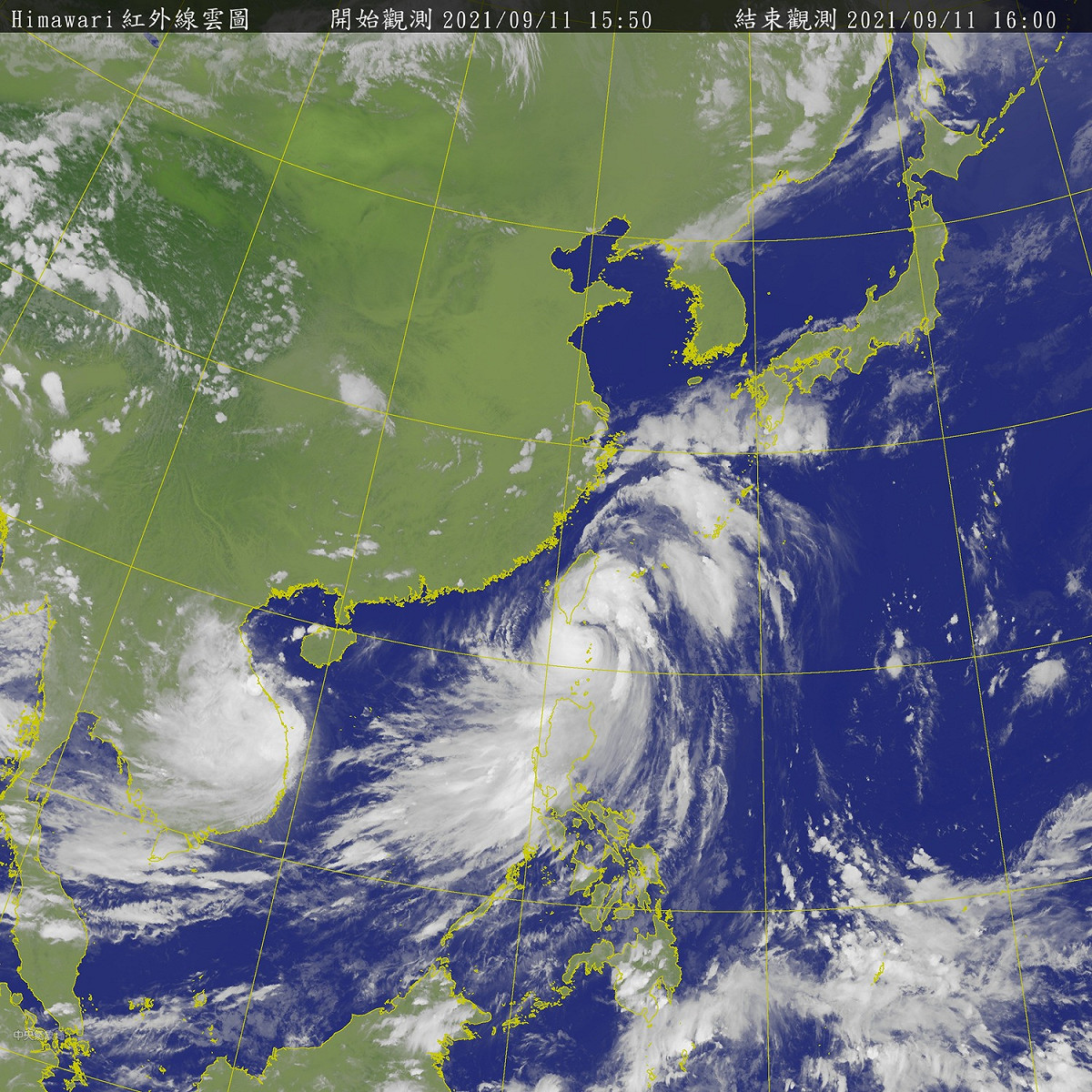 燦樹颱風來襲，華信、立榮宣布9/12國內線全取消。 圖：取自中央氣象局網站