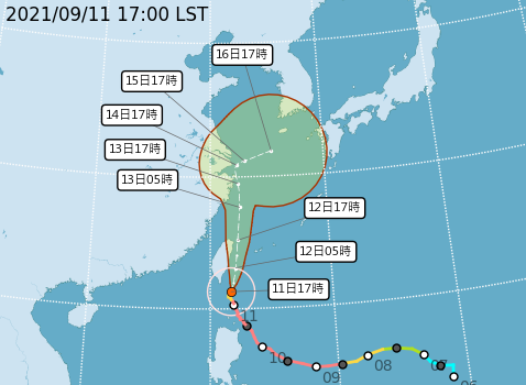 中度颱風「璨樹」今明兩天影響最劇烈。 圖：取自中央氣象局網站