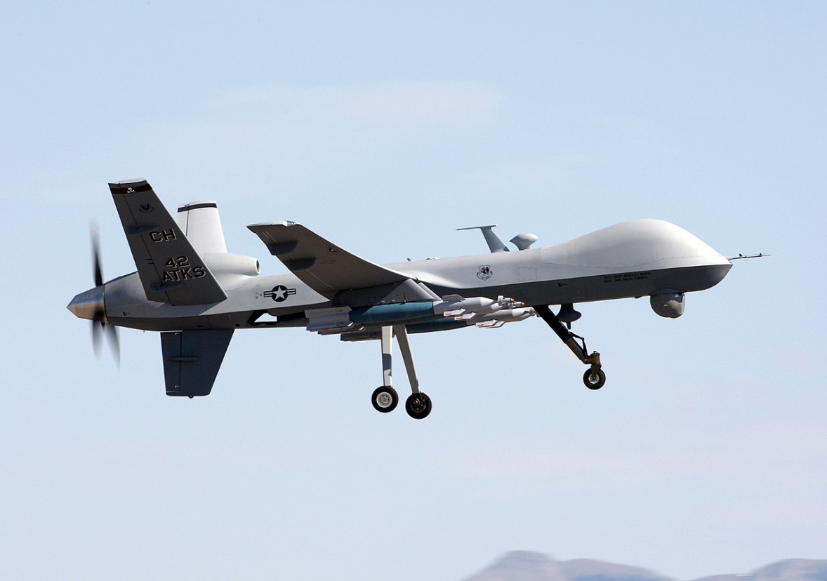 MQ-9收割者無人機，又譯「死神」，是世上第一種專為長時間進行高空偵察任務而設計的武裝無人機。 圖：擷取自維基百科