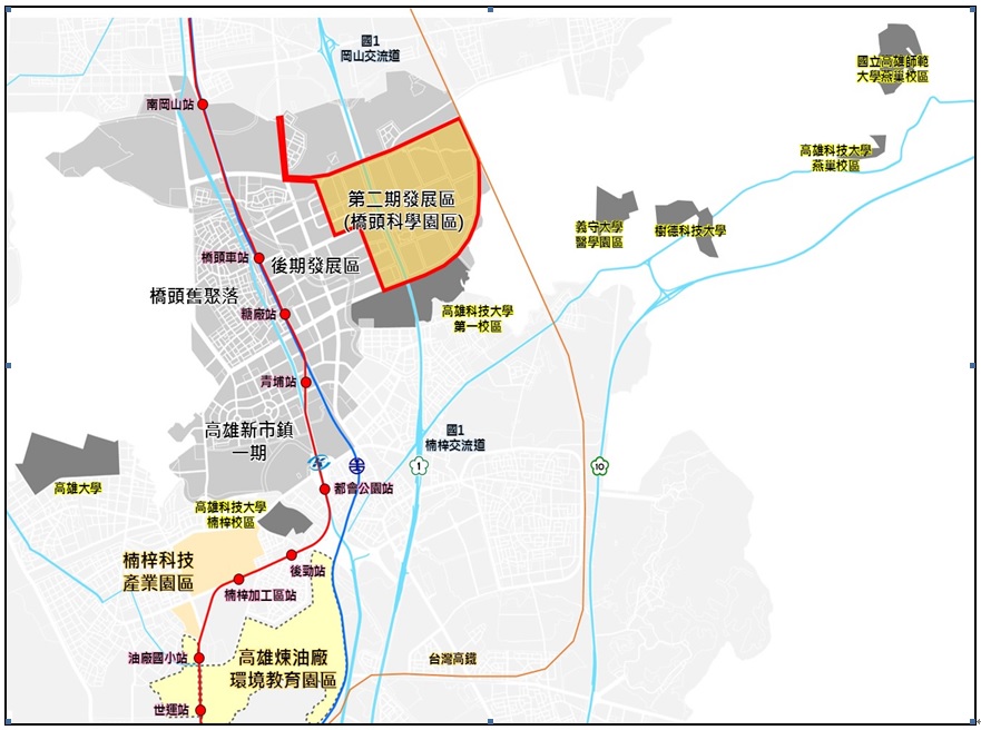 高雄新市鎮橋頭科學園區細部計畫規劃示意圖。 圖：營建署新市鎮組提供