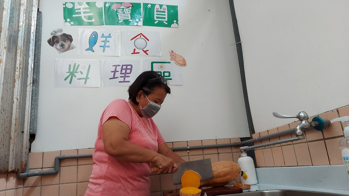 淡水動物之家為毛寶貝製作專屬南瓜冰。   圖：新北市動保處提供