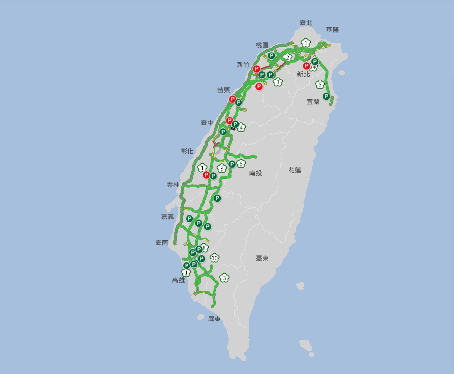 截至上午7時30分為止，國道多路段時速不到40公里。 圖/高公局
