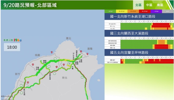 高公局預估今天北部易壅塞路段。 圖/高公局