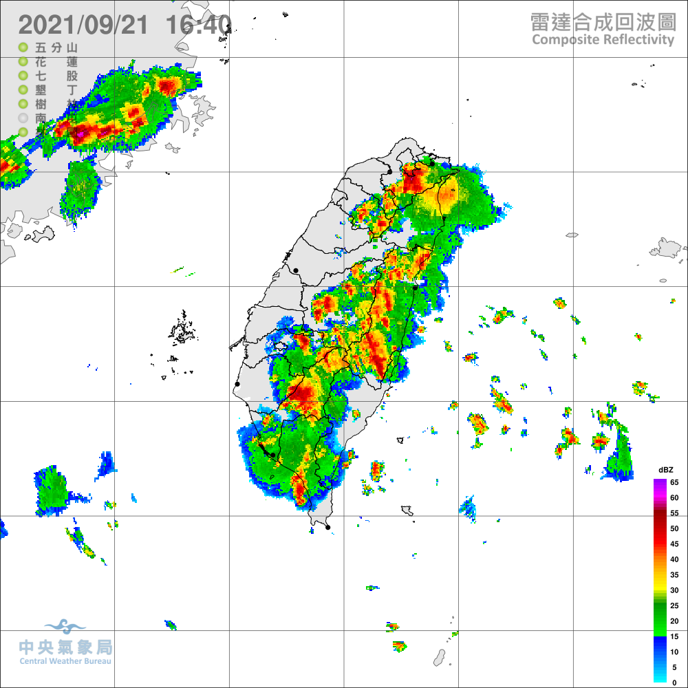 午後對流發展旺盛，氣象局發布豪雨特報，今(21)日宜蘭縣山區及屏東縣有局部大雨或豪雨。 圖：氣象局/提供