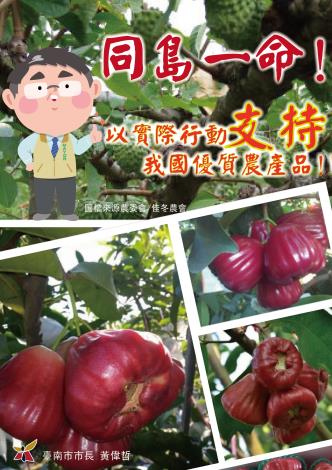 台南市長黃偉哲今（22）日宣布購買釋迦與蓮霧共1000箱，以實際行動支持台灣農產品。 圖：台南市政府／提供