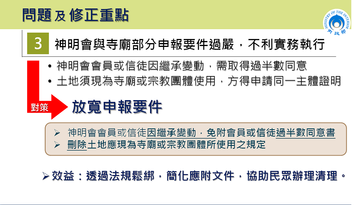 「地籍清理條例」部分條文修正草案問題及修正重點三。 圖：內政部提供
