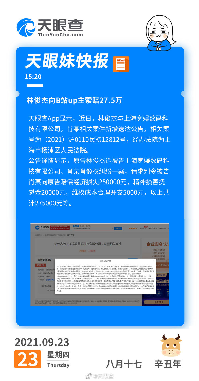 林俊傑向該位網紅Up主及他的公司提告並求償118萬台幣。 圖：翻攝自微博