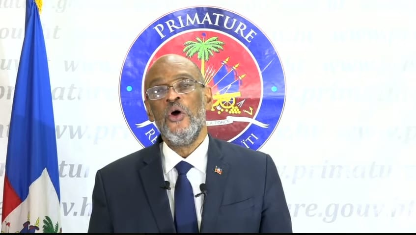 海地總統摩依士（Jovenel Moise）7月遇刺身亡後暫代職務的總理享利（Ariel Henry）透過預錄影片以法語發言，懇請聯合國會員國考慮中華民國（台灣）志向，並說台灣希望且有能力在聯合國尋求維護國際和平與安全、促進各國合作與發展的各項倡議中發揮不可忽視的作用。 圖/翻攝自UNITED NATIONS YT頻道