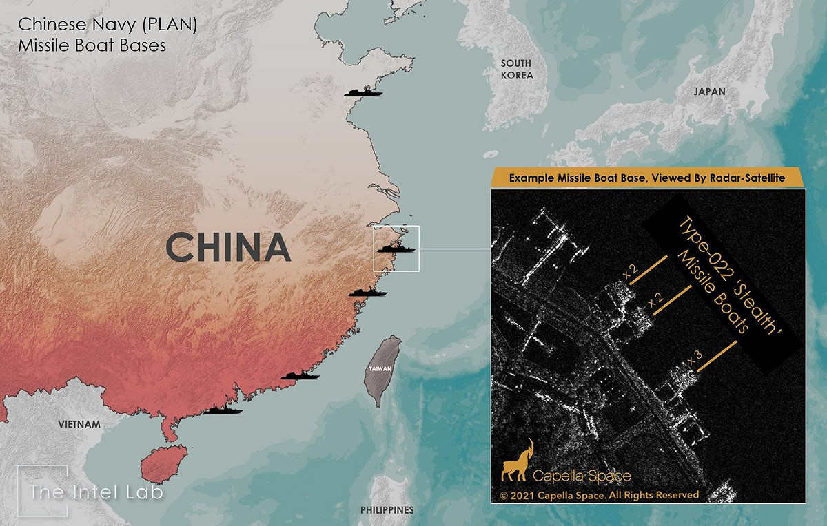 解放軍「22型飛彈快艇」基地位置圖。 圖：翻攝USNI官網