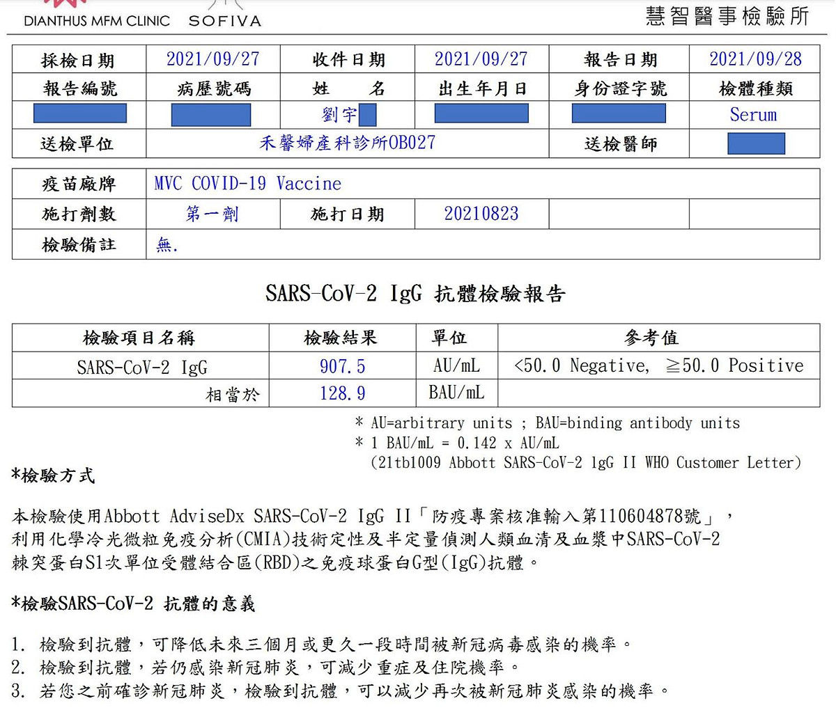 四叉貓公布第二次高端抗體報告 圖：翻攝劉宇臉書