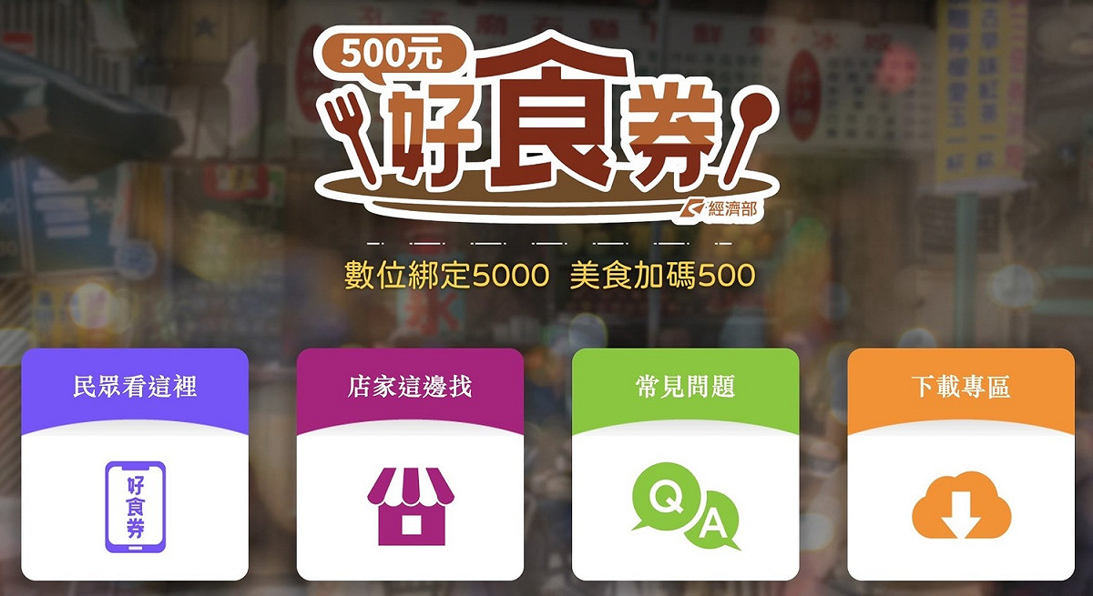 經濟部宣布，凡是在10月29日前綁定數位五倍券的民眾，都可獲得500元的好食券。 圖：擷取自經濟部好食券官網