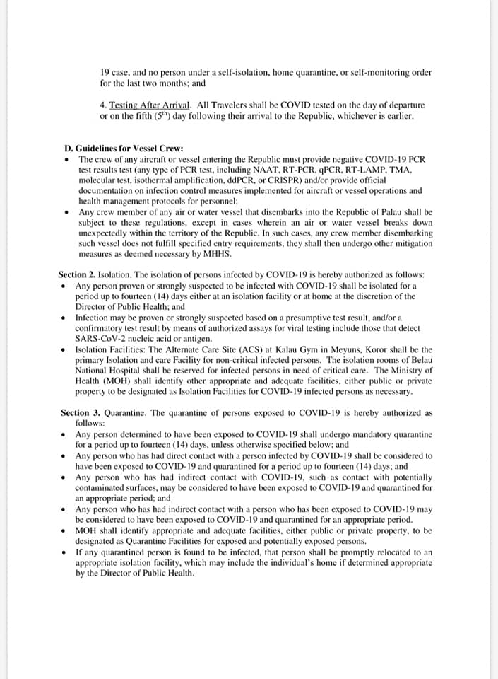 帛琉衛生部公告。 圖：取自帛琉衛生部臉書