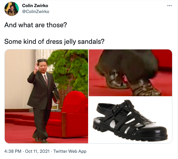 茲維爾科發現金正恩的裝扮不同以往， 圖：翻攝自茲維爾科推特