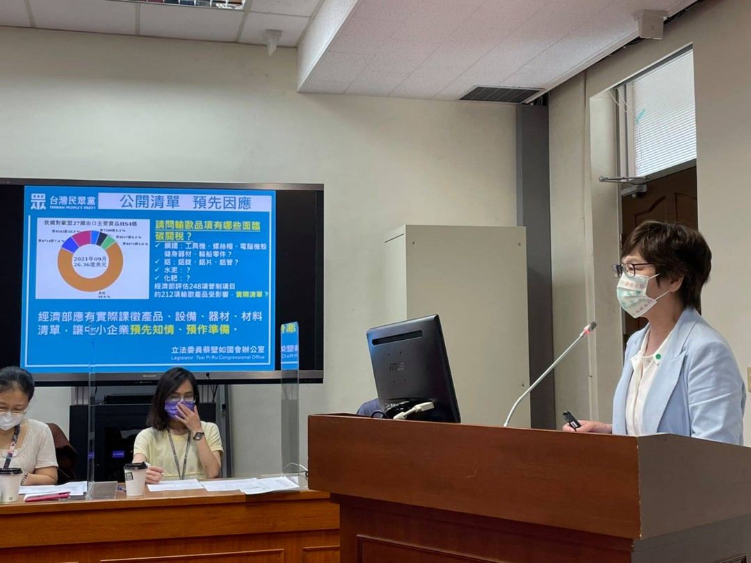 蔡壁如呼籲政府不要只喊口號，淨排減碳的計畫也要重視中小企業。 圖 : 翻攝自蔡壁如臉書