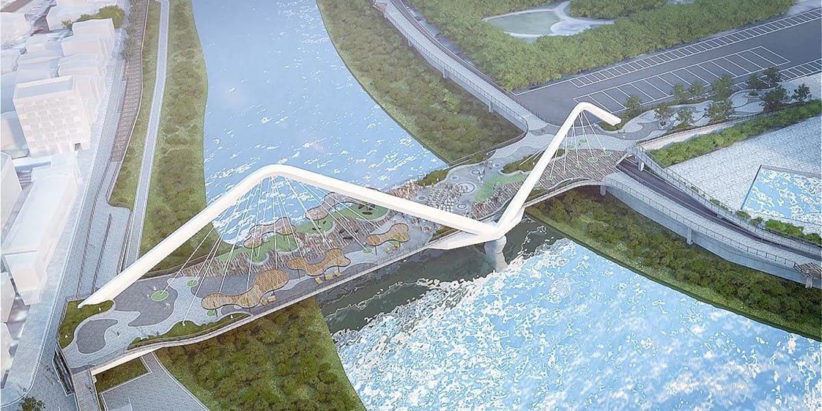三峽長福橋改建模擬圖。 圖：新北市水利局提供