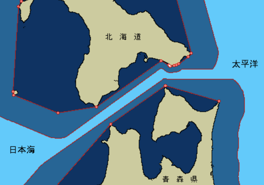 位於本州和北海道之間的津輕海峽示意圖。 圖：翻攝自騰訊網