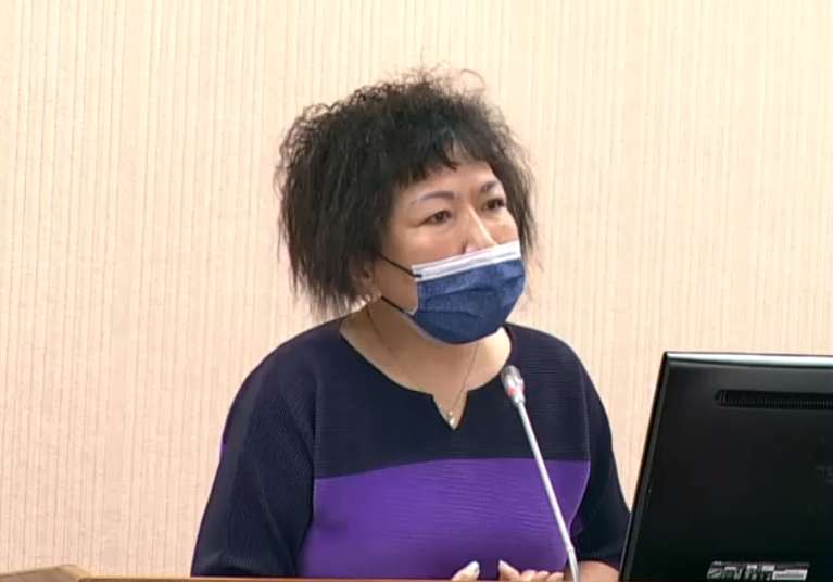 國民黨立委葉毓蘭18日質詢時表示，應派醫療專機前往德國接送駐德大使謝志偉，以免他「邊舉國旗邊吐血」，變成「另一個李應元」，引起輿論撻伐。 圖：翻攝立法院IVOD影片