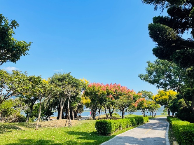 八里左岸公園沿線。 圖：新北市水利局提供