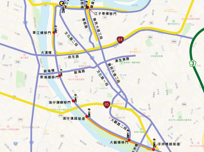 全運會賽事封閉板橋河濱道路。 圖：新北市水利局提供
