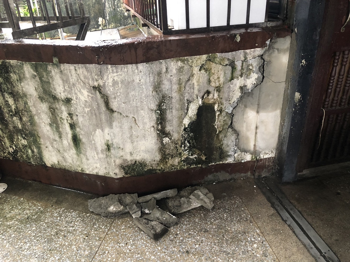 南機場市場外牆剝落。 圖：北市府提供