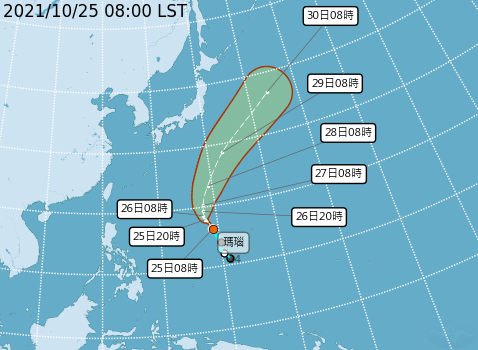 瑪瑙颱風路徑潛勢預報。 圖：氣象局／提供