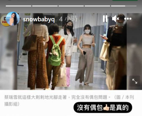 蔡瑞雪回應被週刊拍到。 圖：翻攝自蔡瑞雪IG