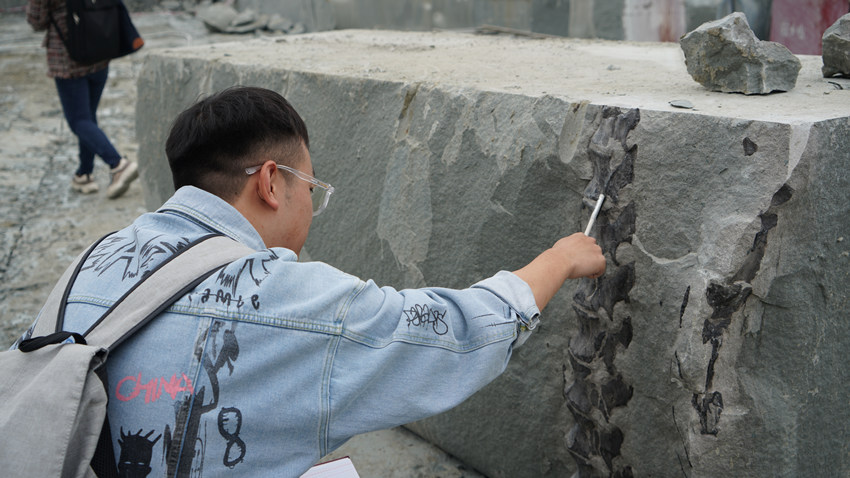 中國四川省隆昌市一具保存完整的中小型蜥腳類恐龍化石出土。 圖：翻攝人民日報