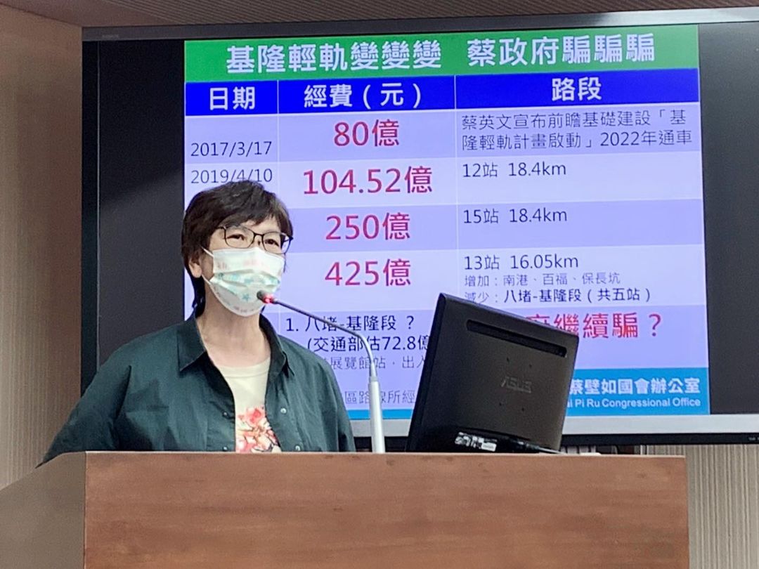 蔡壁如質問總統，是真的要蓋基隆捷運還是在喊口號騙選票。 圖:翻攝自蔡壁如臉書