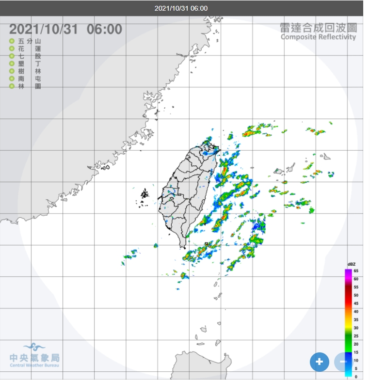 今天基隆北海岸、大台北山區及東半部地區有局部短暫雨。 圖/氣象局