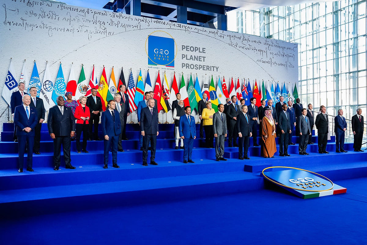 G20成員包括中國、美國、印度、歐洲聯盟以及俄羅斯，占全球GDP高達80%。 圖 : 翻攝自President Biden @POTUS推特（資料照）