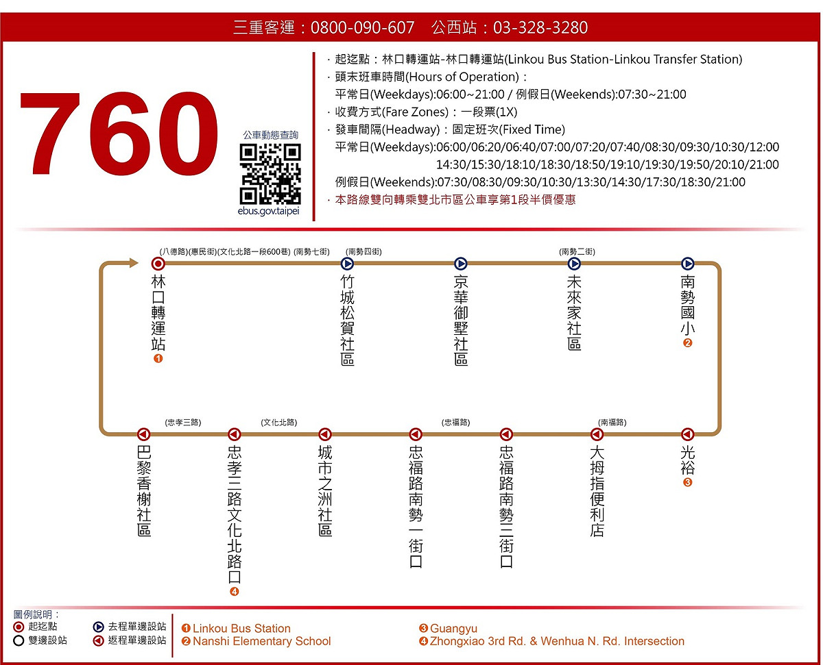 760南勢線尖峰時段班距加密為20分鐘一班。 圖：新北市交通局提供