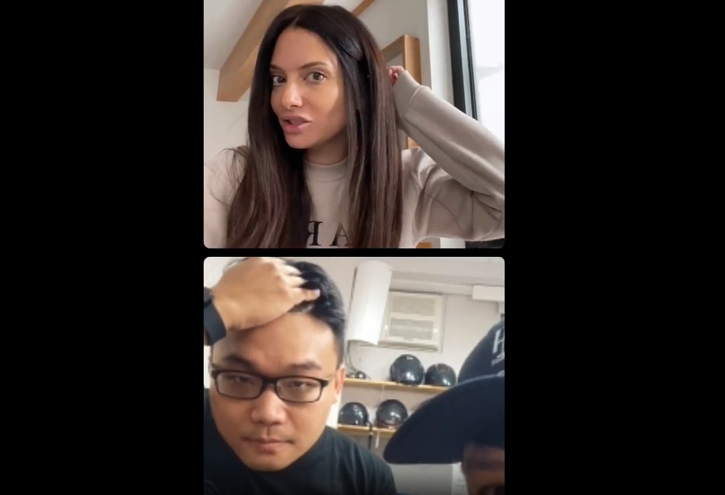 Pornhub官方主持人亞莉安在IG視訊連線採訪張旭， 圖：翻攝Pornhub IG