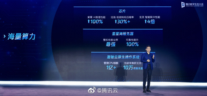 騰訊首度公布3款自研晶片。 圖：翻攝自騰訊雲官方微博