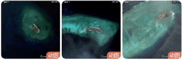 哨兵衛星影像顯示，2021下半年以來，越南在所佔領的南沙群島上，開始了新一輪的擴建工程，其中包括敦謙沙洲、鴻麻島、畢生礁等。 圖 : 翻攝自南海戰略感知