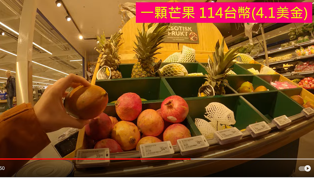 波蘭女孩x台灣男孩蜜拉士愷日前開箱北極圈超市。 圖：翻攝自波蘭女孩x台灣男孩蜜拉士愷YouTube頻道
