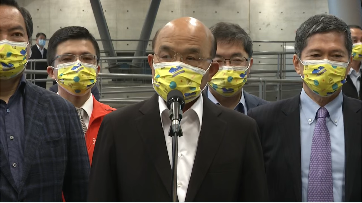 行政院長蘇貞昌今（8）天出席國立臺灣歷史博物館升格典禮前受訪。 圖：擷自直播畫面