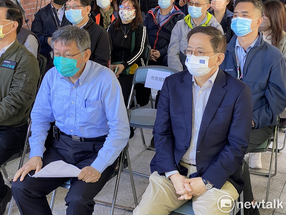 台北市長柯文哲、台大校長管中閔同台。 圖：周煊惠 / 攝