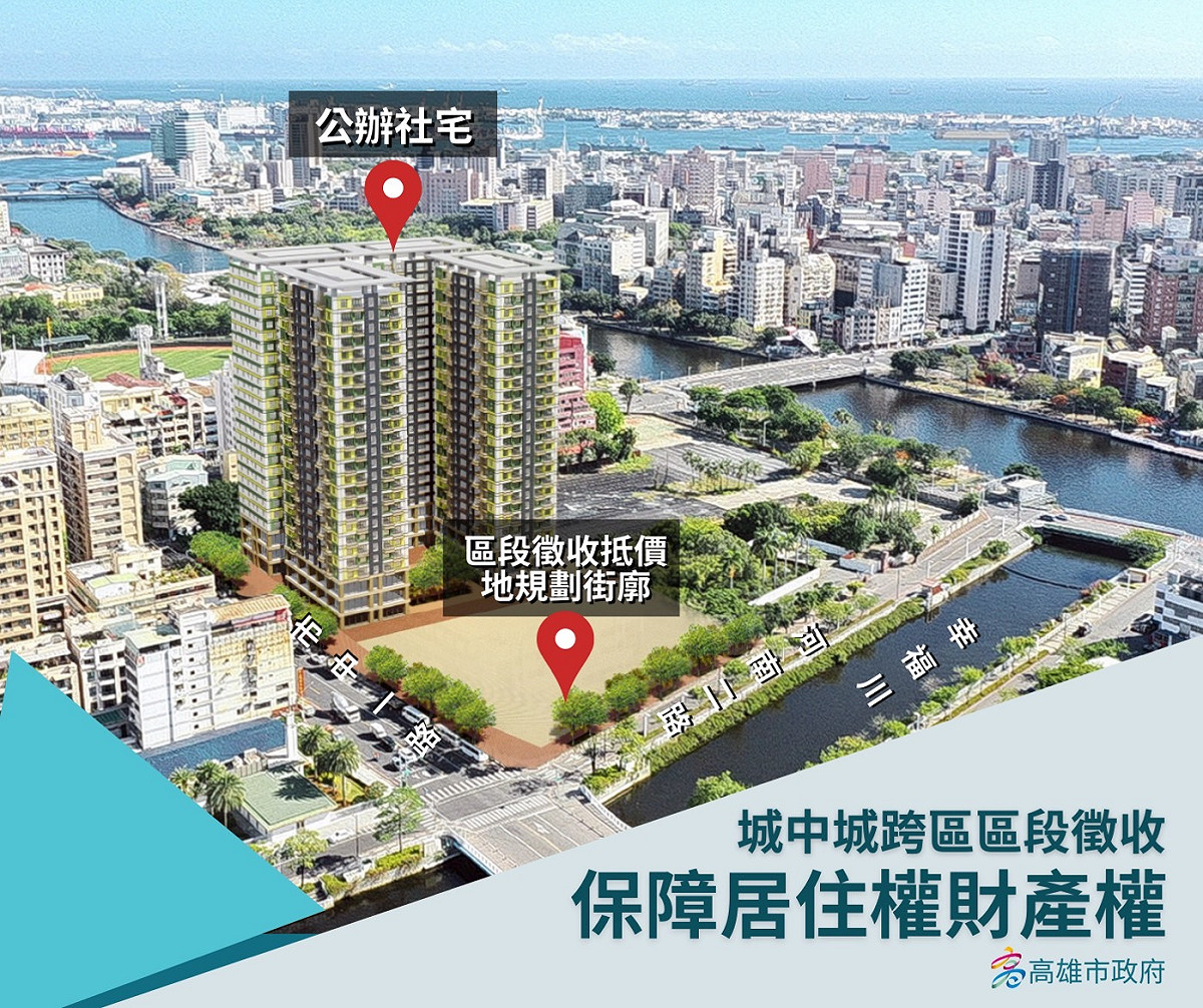 七賢國中舊校址東側將徵收為抵價地及社宅基地。 圖：高雄市都發局提供