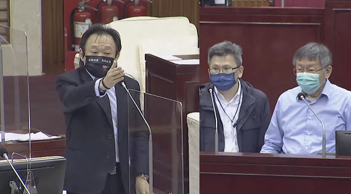柯文哲今（ 12 日）赴市議會進行市政總質詢。 圖：截取自市政總質詢轉播
