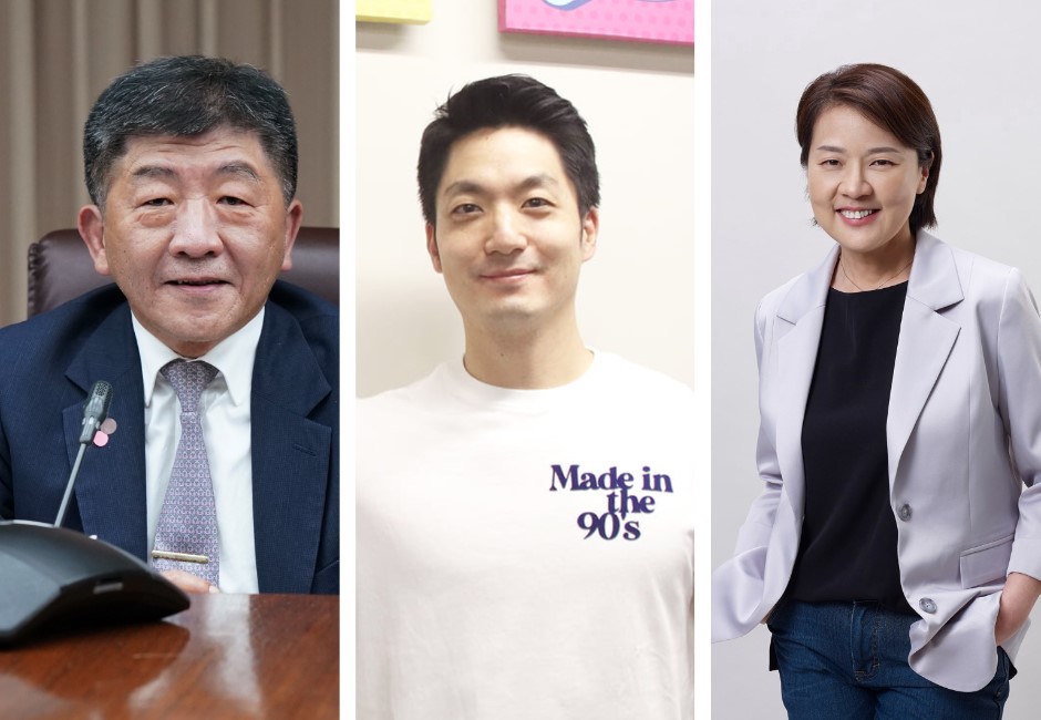 傳有綠營內部民調分析，目前有機會角逐台北市長的三位人選陳時中、蔣萬安、黃珊珊(由左而右)。 image source：截自網路
