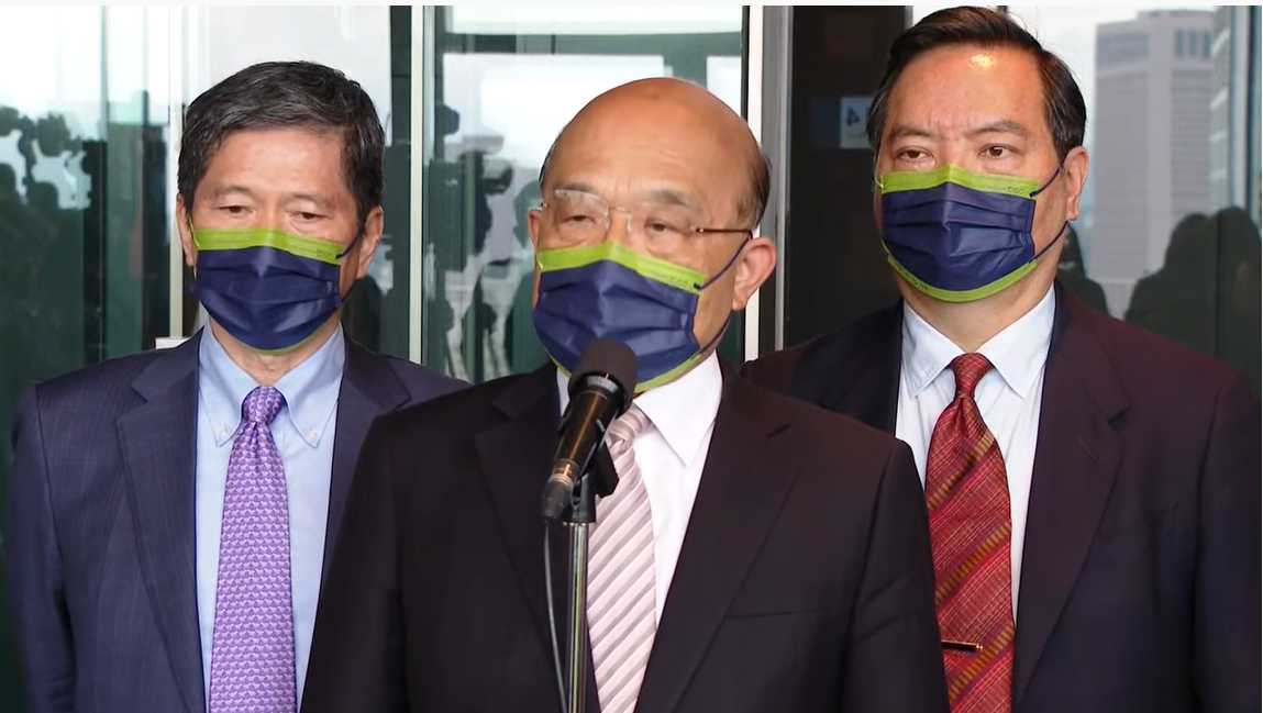 行政院長蘇貞昌今（17）天下午出席「第45屆金鼎獎頒獎典禮」前受訪。 圖：擷自直播畫面