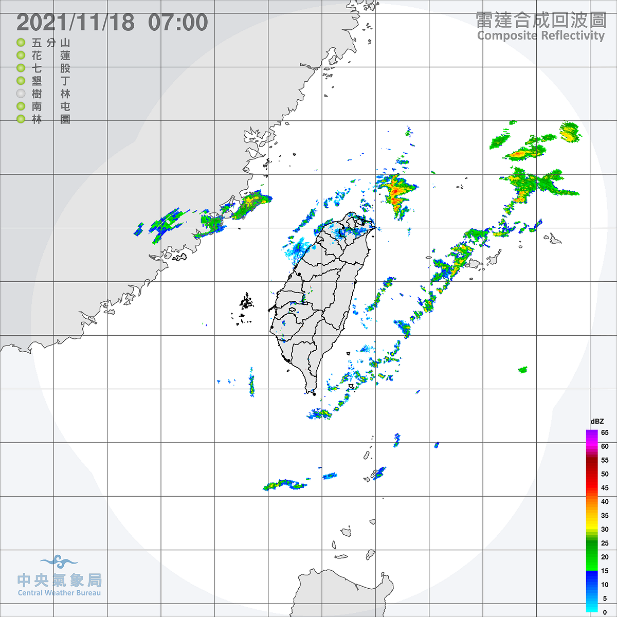 今天鋒面通過，加上東北季風影響，北部、東半部雲量增多，降雨機率略增，中部山區也有零星短暫雨。 圖：中央氣象局/提供