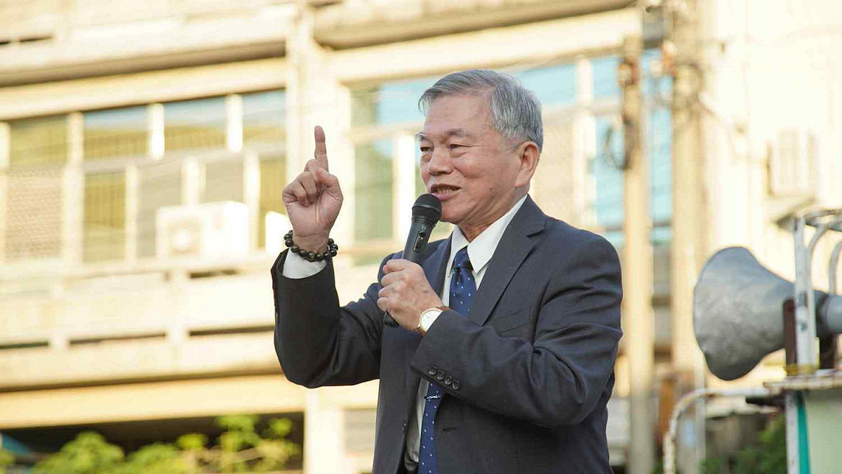 民進黨今天在嘉義縣義竹鄉舉行公投宣講會，行政院副院長沈榮津到場宣講。 圖：蔡易餘服務處/提供