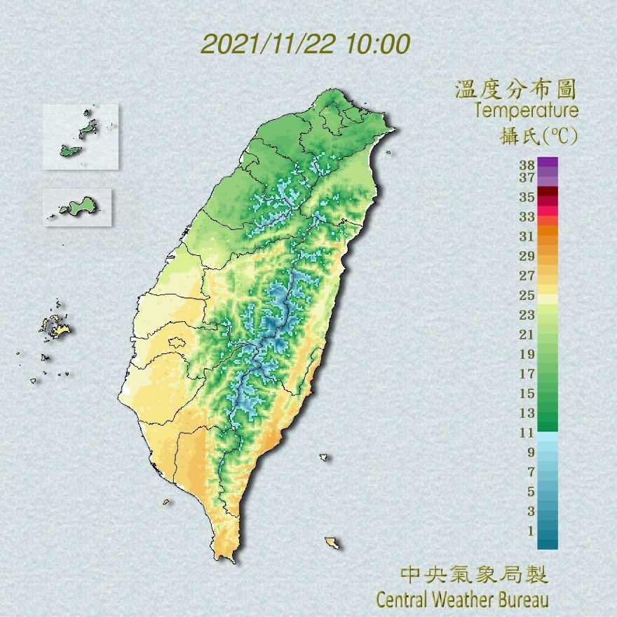 今日鋒面通過，全台降溫。 圖：取自中央氣象局