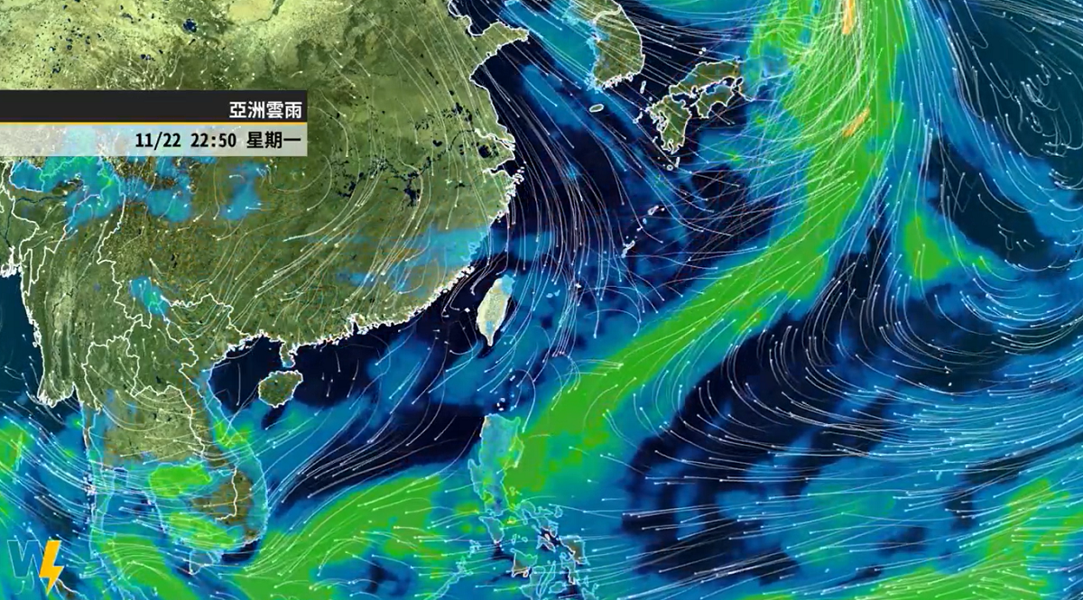 今日冷高壓南下，所以北部和東半部開始有雨勢。 圖：翻攝自彭啟明臉書