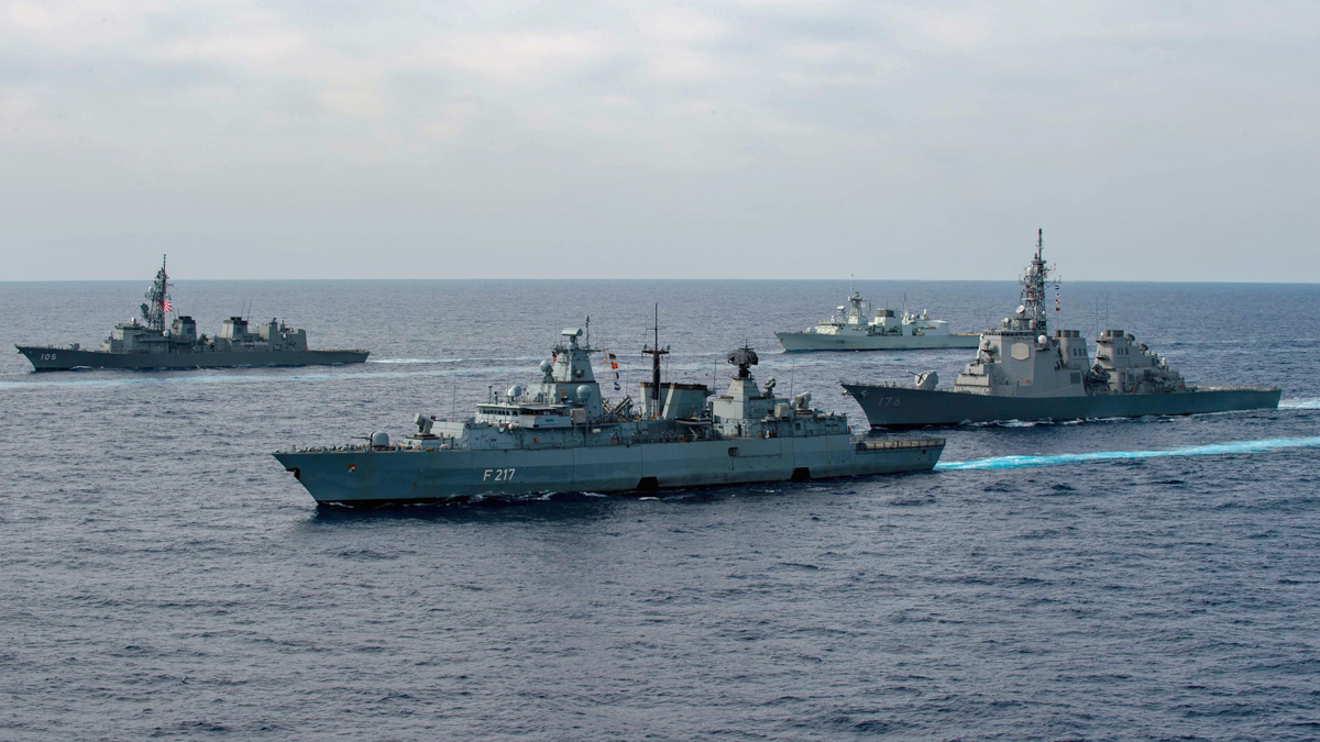 參與「ANNUALEX 2021」海上聯合軍演水面艦船。 圖：翻攝 U.S. Pacific Fleet推特