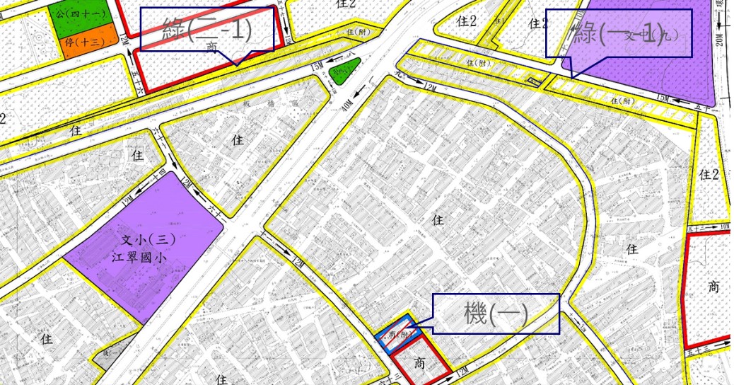 變更板橋都市計畫(公共設施用地專案通盤檢討)案(變2-2)變更內容示意圖。 圖：新北市城鄉局提供