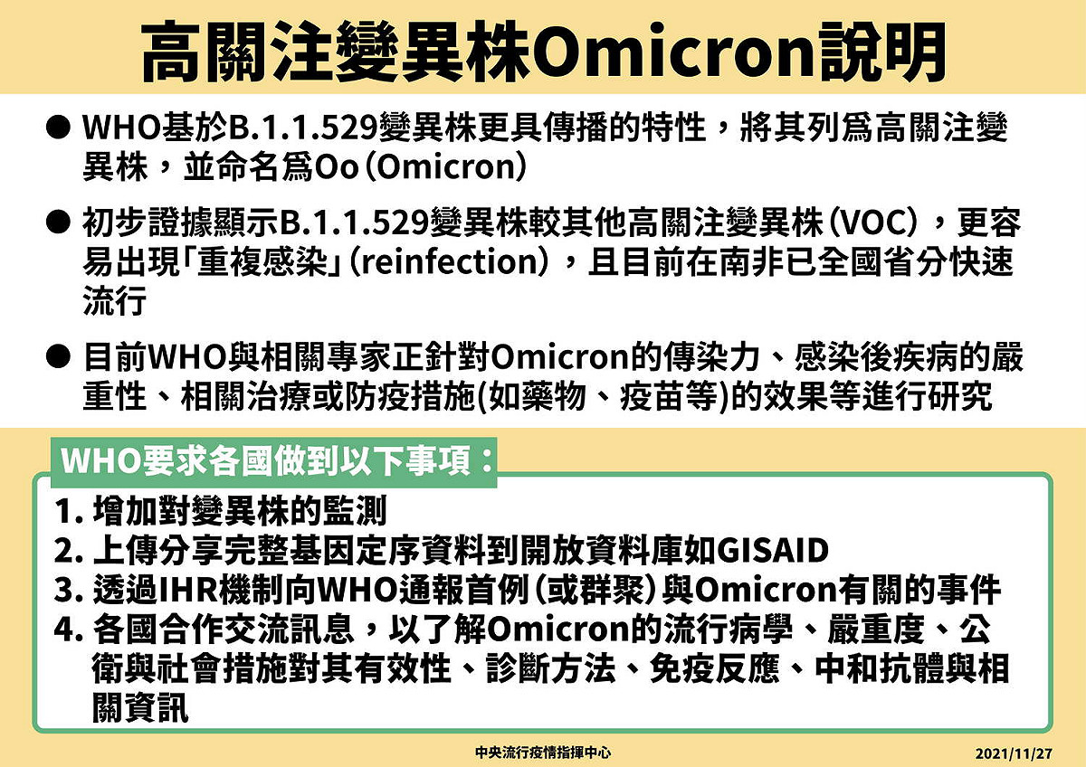 指揮中心表示，Omicron變異株具有「重複感染」的特性。 圖：中央流行疫情指揮中心／提供