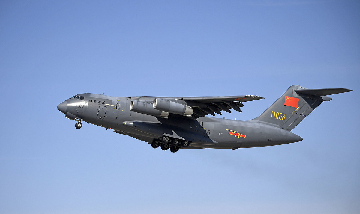 解放軍「加油-20」空中加油機首次出現台灣周邊空域。圖為原型運-20同型機。 圖：國防部提供